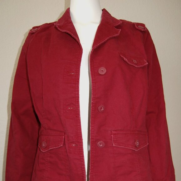 Old Navy Red Denim Blazer, Women Size L (39" Bust) - Picture 3 of 11